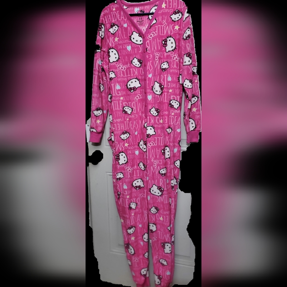 Hello Kitty Pink Pajama Onesie womans XL EUC - Picture 4 of 12